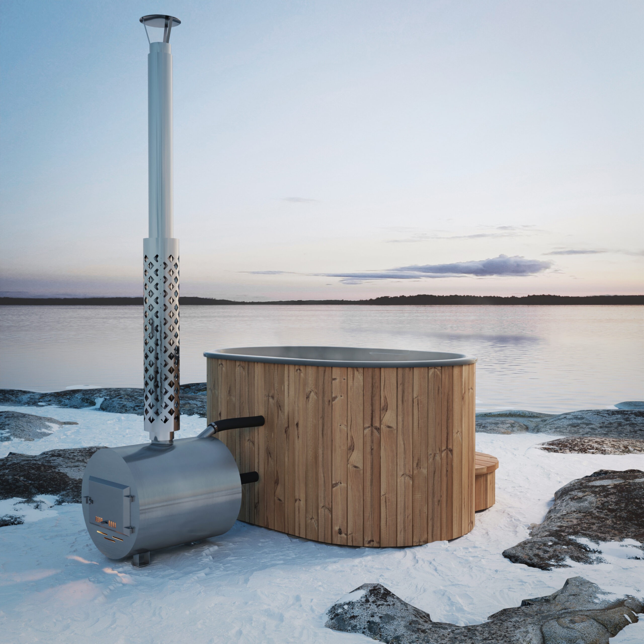 Ofuro con estufa externa