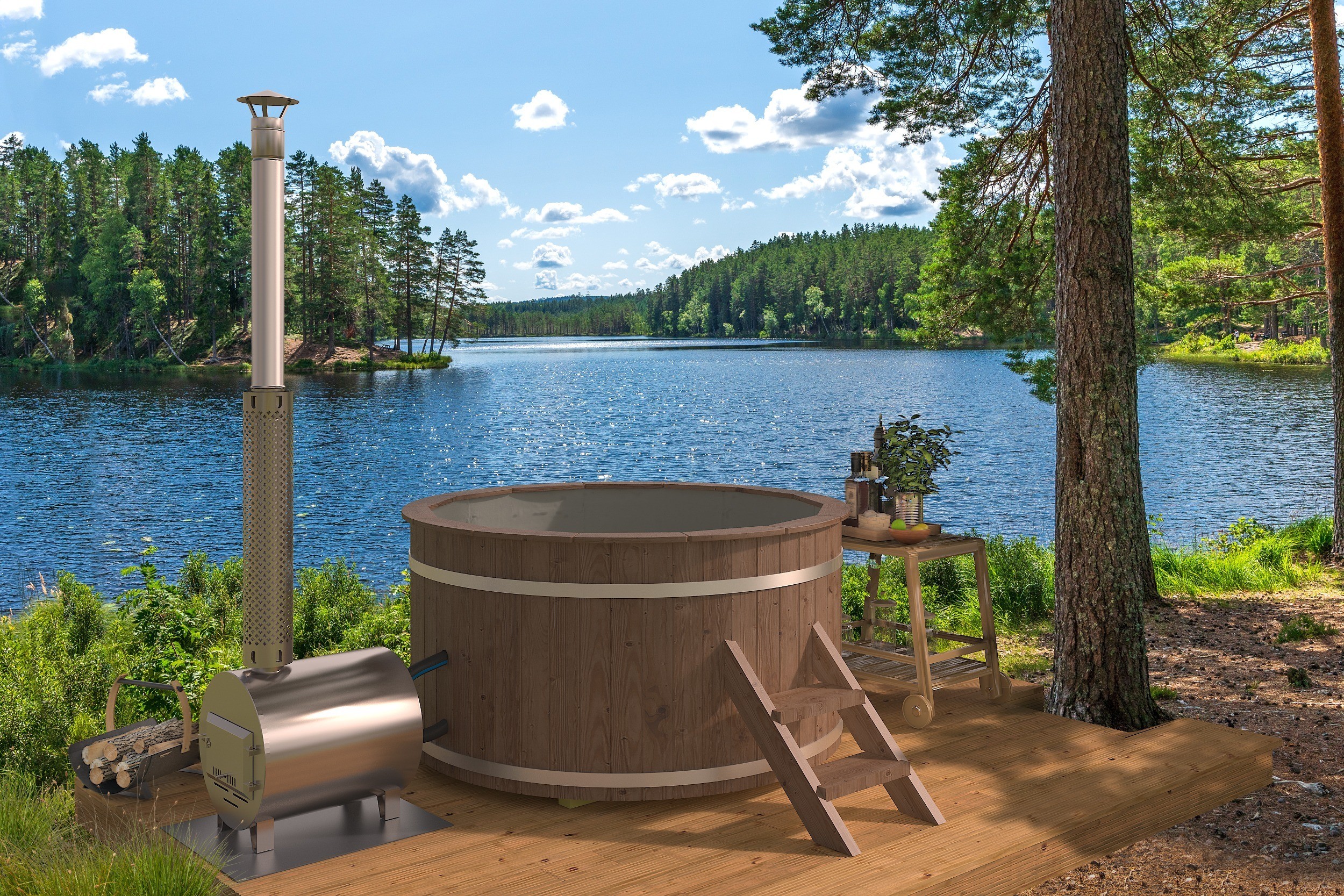 Bañera nórdica 180 con estufa externa termo/pvc