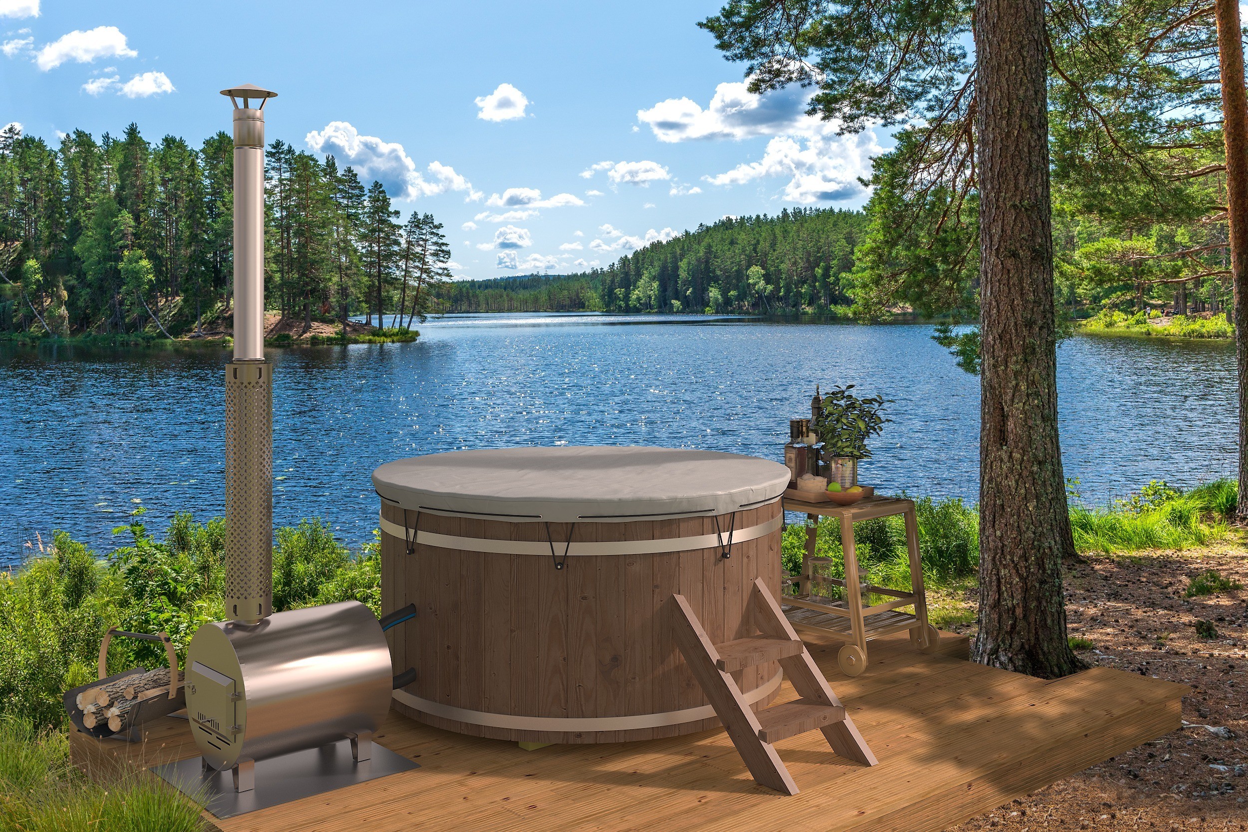 Bañera nórdica 180 con estufa externa termo/pvc