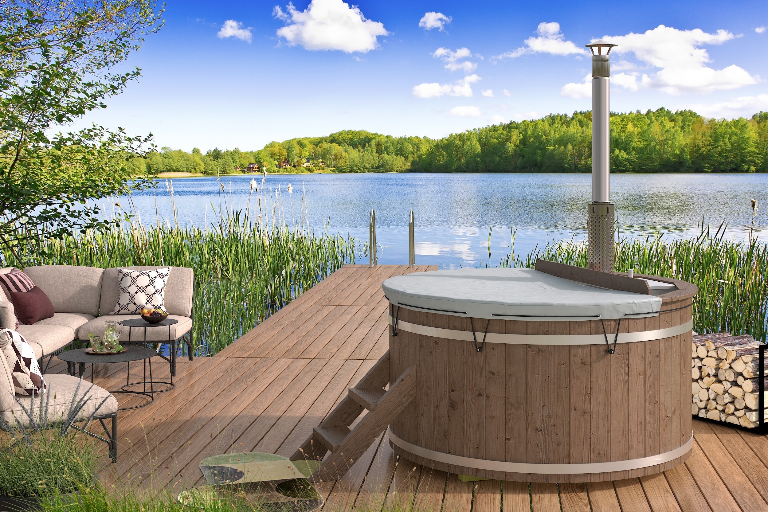 Bañera nórdica 180 con estufa interna termo/pvc