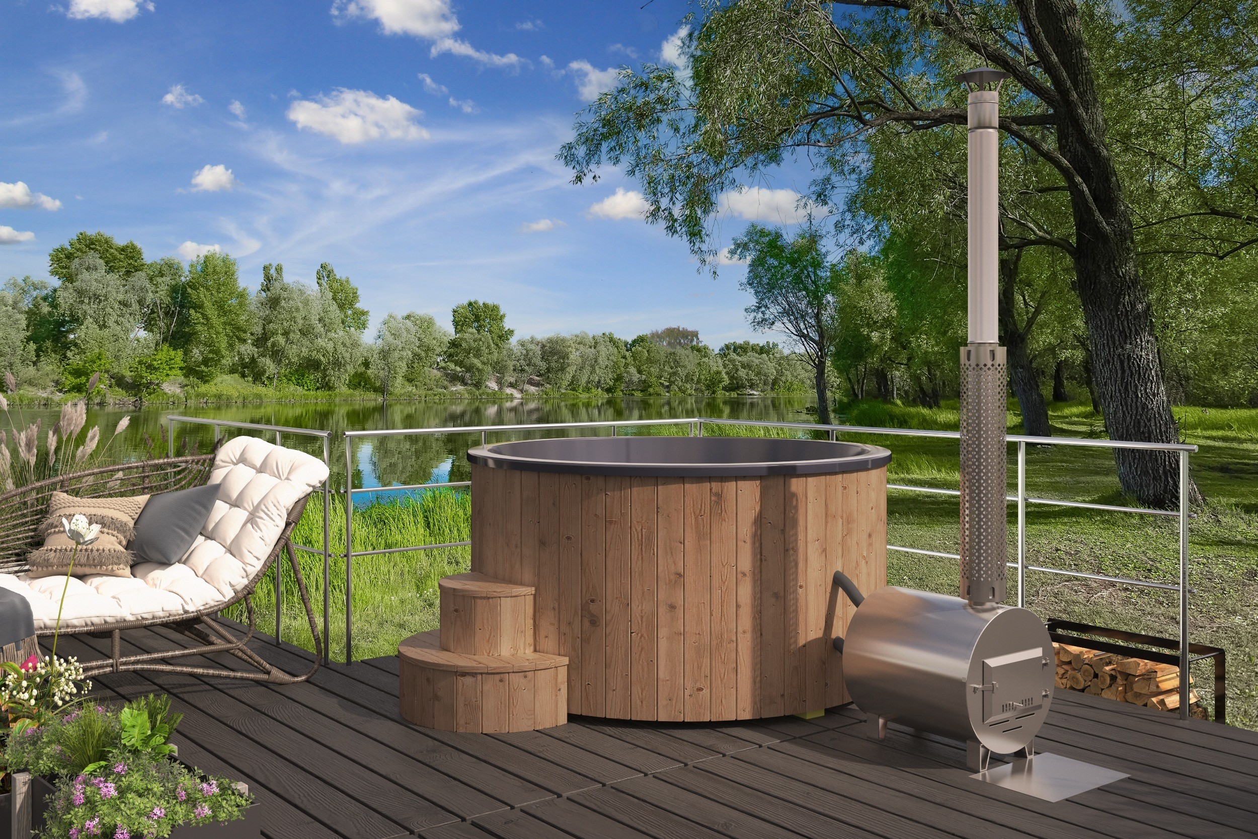 Bañera nórdica 208 con estufa externa